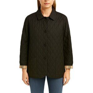 Burberry London Black Quilted Jacket Classic Nova Check Lining